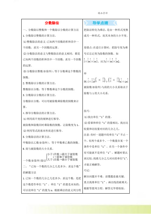 六年级数学上册3分数除法知识清单素材苏教版