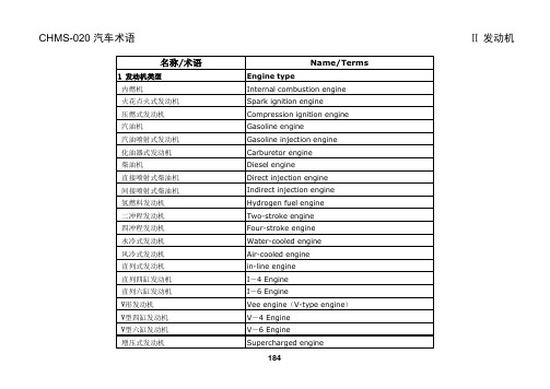 汽车发动机术语英语