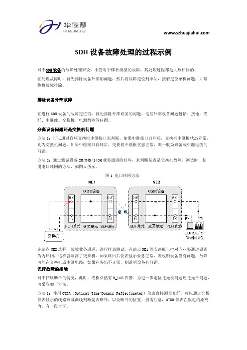 SDH 设备故障处理的过程示例