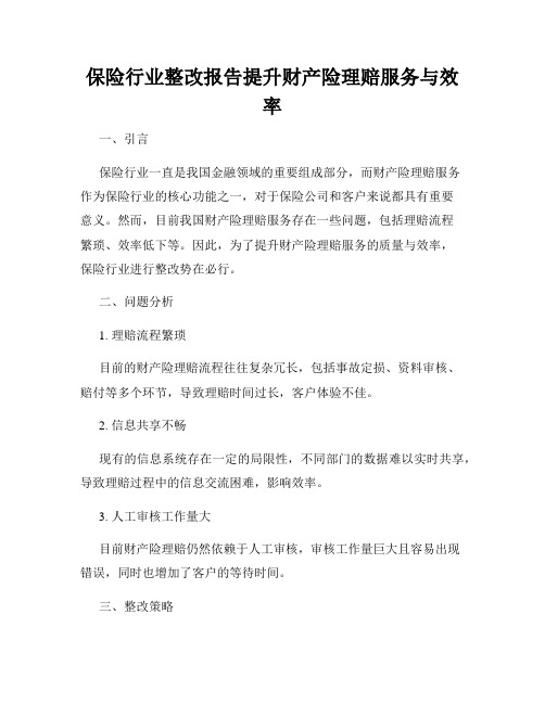 保险行业整改报告提升财产险理赔服务与效率