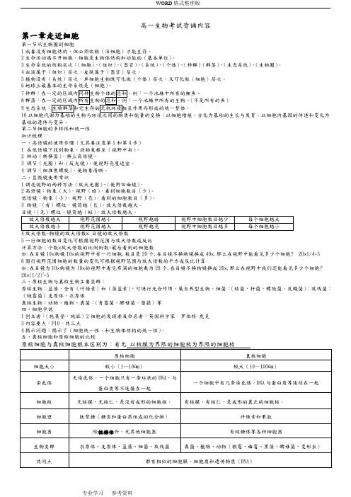 高中生物必修一笔记[知识点]