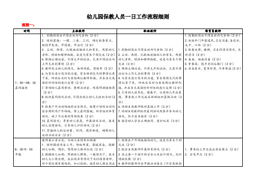 幼儿园保教人员一日工作流程