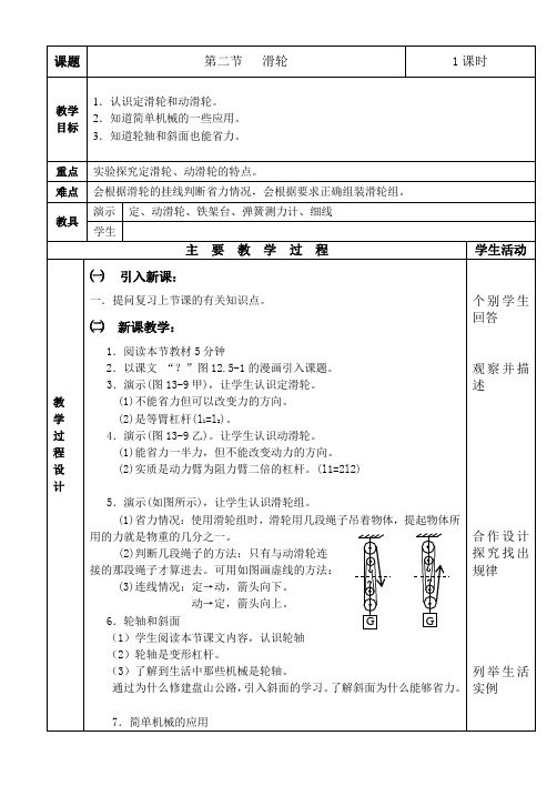 人教版《12.2滑轮》导学案