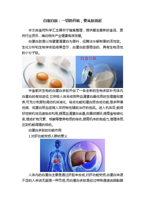 白蛋白肽：一切的开始，要从肽说起