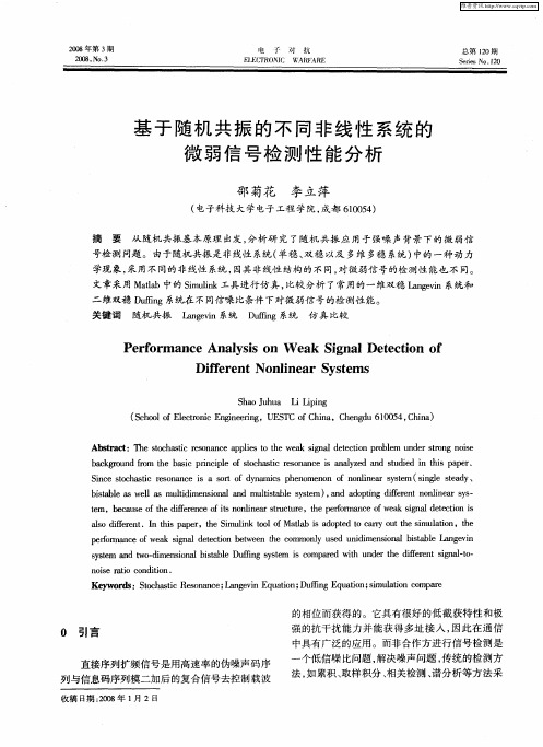 基于随机共振的不同非线性系统的微弱信号检测性能分析