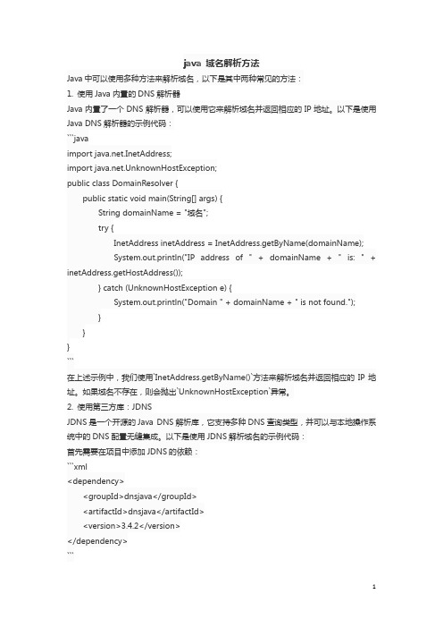 java 域名解析方法
