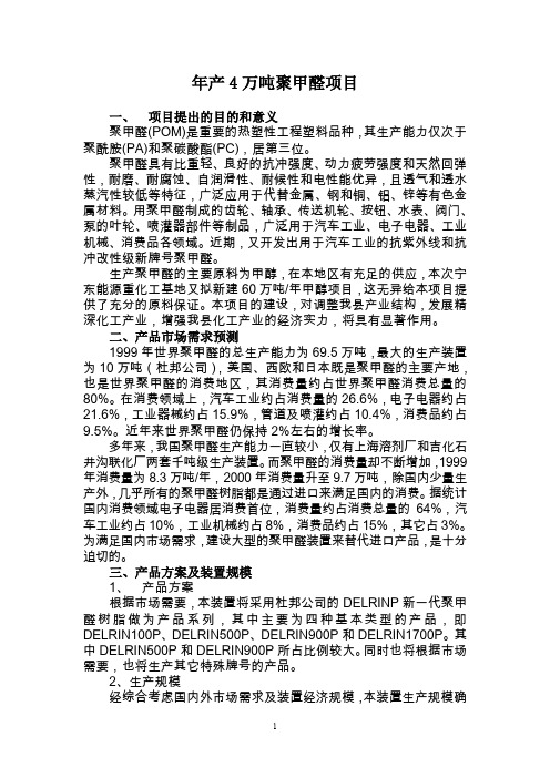 年产4万吨聚甲醛项目