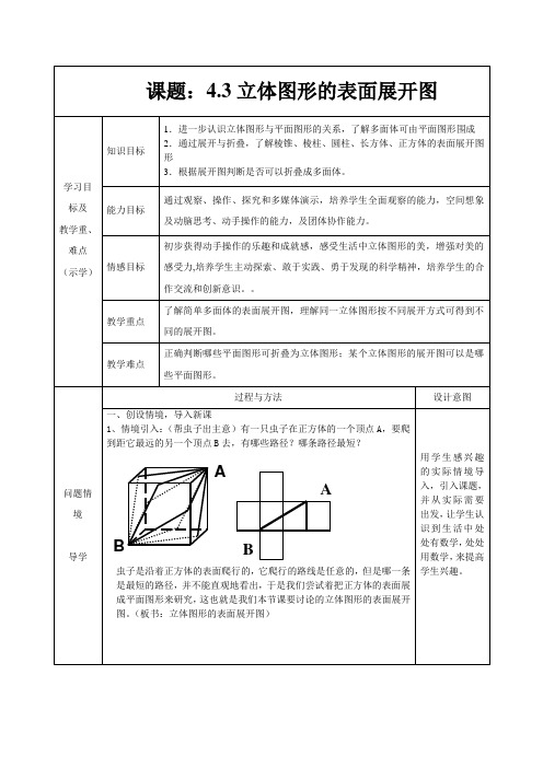 立体图形的表面展开图教案