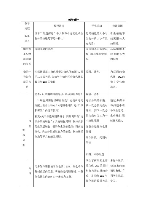 高中生物_细胞增殖教学设计学情分析教材分析课后反思