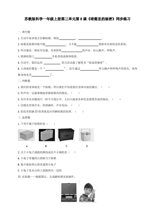 苏教版科学一年级上册第三单元第8课《暗箱里的秘密》同步练习