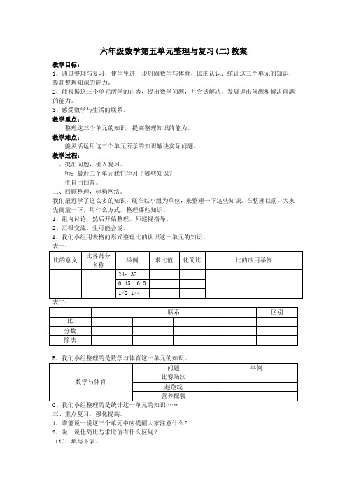 六年级数学第五单元整理与复习(二)教案