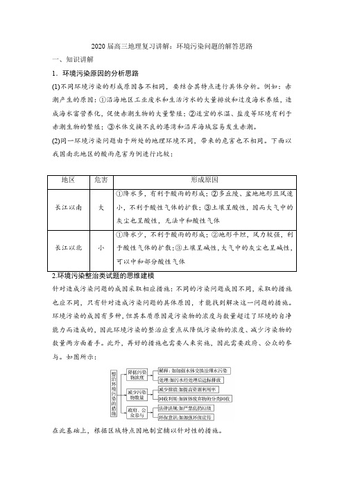 2020届高三地理复习讲解：环境污染问题的解答思路