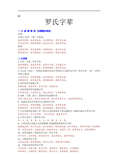 罗氏字辈
