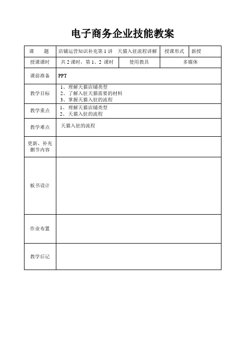 电子商务企业技能(淘宝运营实践)教案补充内容第1讲天猫入驻流程讲解