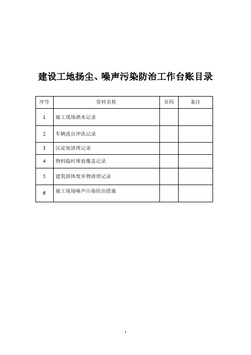 扬尘污染控制工作台账 (1)