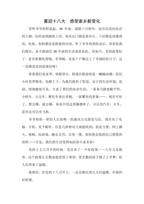 喜迎十八大 感受家乡新变化