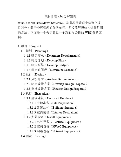 项目管理wbs分解案例