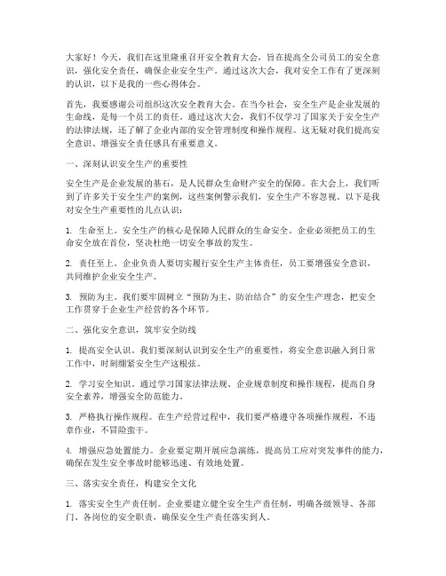 安全教育大会后感言