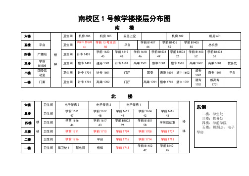 南校区1号教学楼楼层分布图