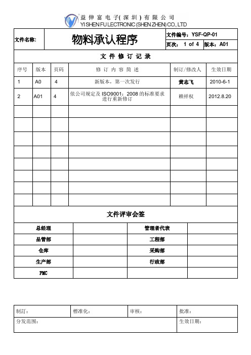 物料承认程序