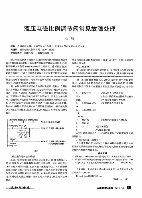 液压电磁比例调节阀常见故障处理