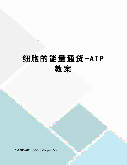 细胞的能量通货-ATP教案