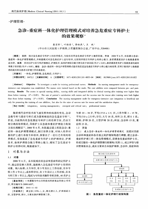 急诊-重症科一体化护理管理模式对培养急危重症专科护士的效果观察