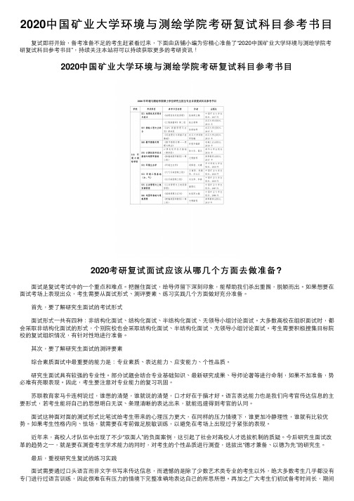 2020中国矿业大学环境与测绘学院考研复试科目参考书目