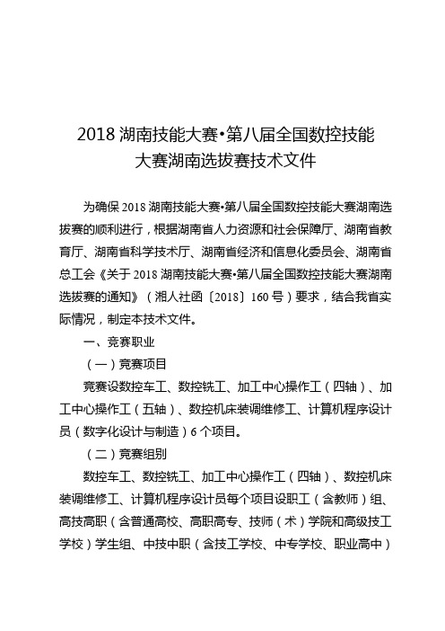 2018湖南技能大赛第八届全国数控技能