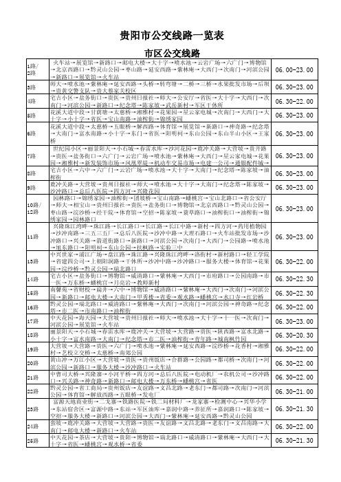 贵阳市公交线路一览表