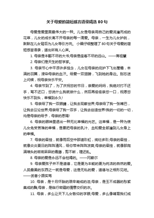 关于母爱的简短感言语录精选80句