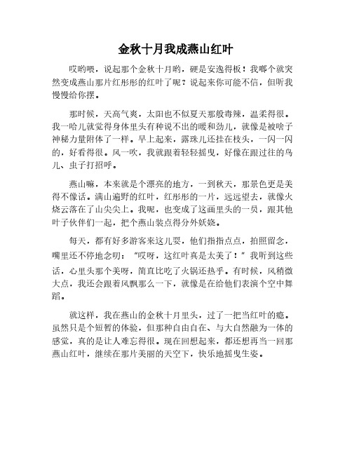 金秋十月,我是燕山上的一片红叶开头的作文