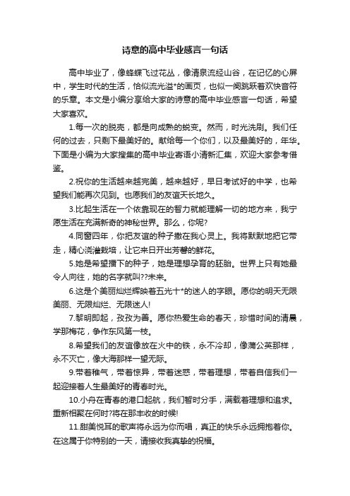 诗意的高中毕业感言一句话