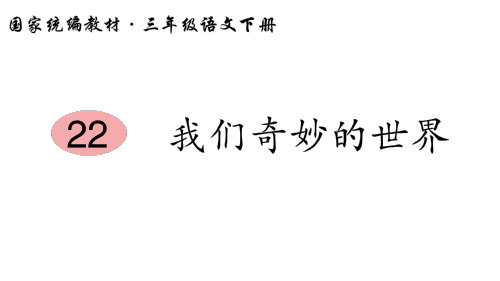 【人教部编版小学语文】我们奇妙的世界PPT优质课件1