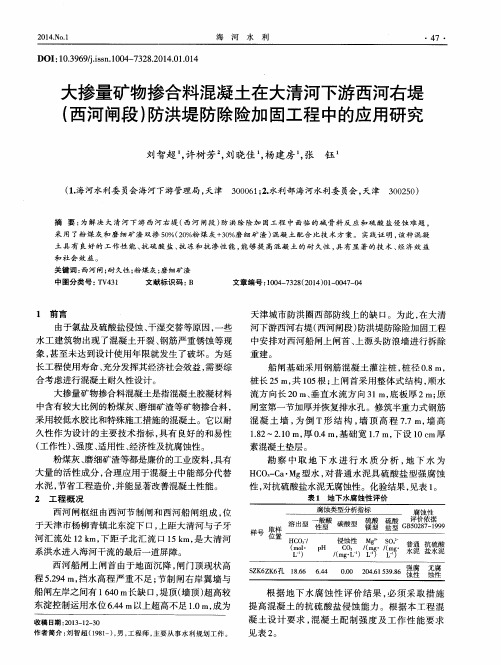 大掺量矿物掺合料混凝土在大清河下游西河右堤(西河闸段)防洪堤防除险加固工程中的应用研究