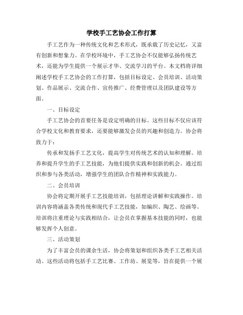 学校手工艺协会工作打算