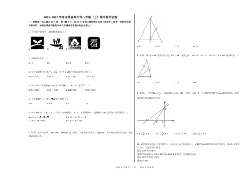 2019-2020学年江苏省苏州市八年级(上)期末数学试卷