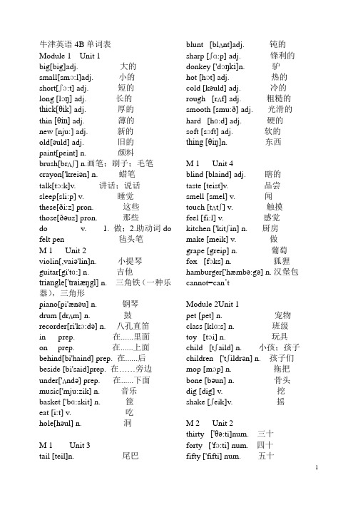 牛津英语4B单词表