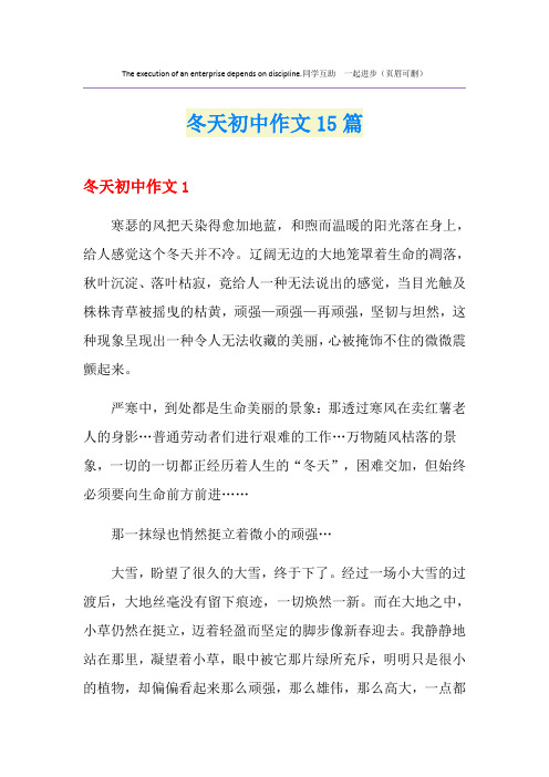 冬天初中作文15篇