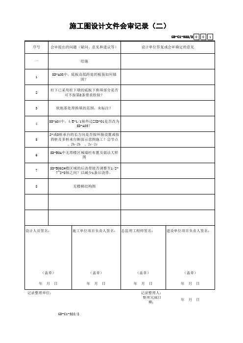 施工图设计文件会审记录(二)