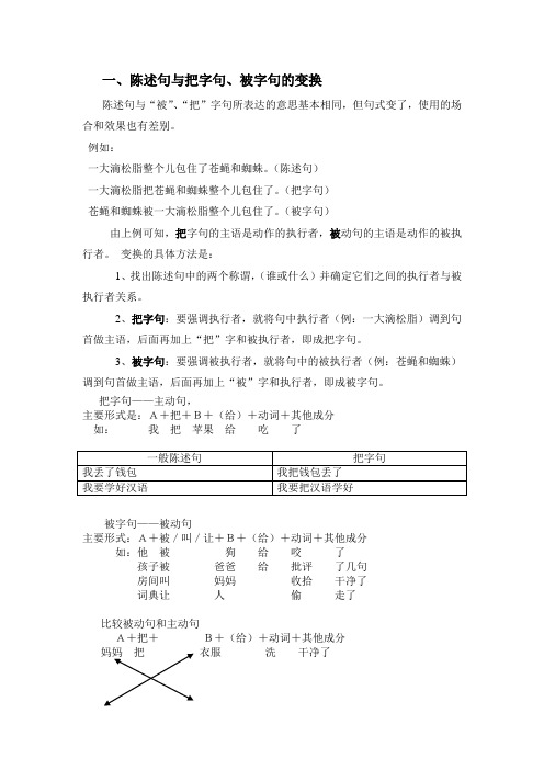 陈述句与把字句、被字句的变换