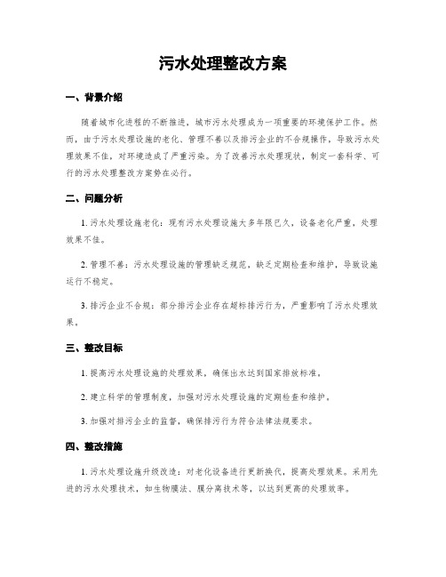 污水处理整改方案