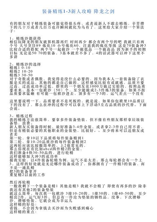 装备精练13新人攻略降龙之剑