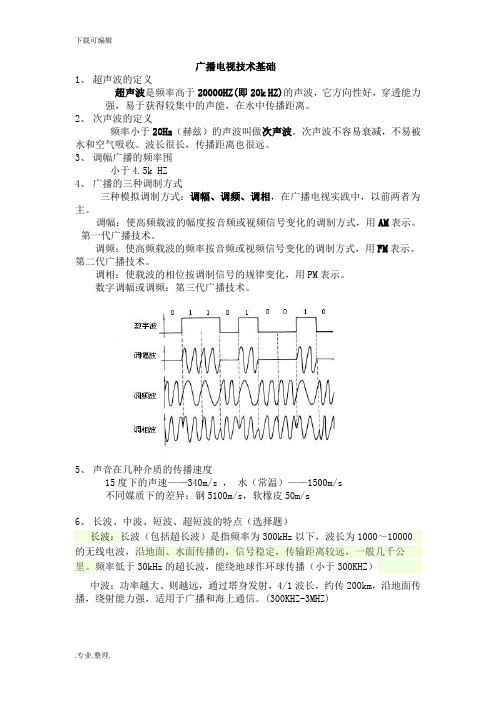 广播电视技术基础_期末考试复习提纲(终)