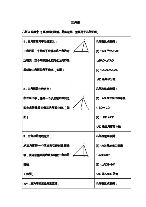 人教版初二数学三角形知识点归纳