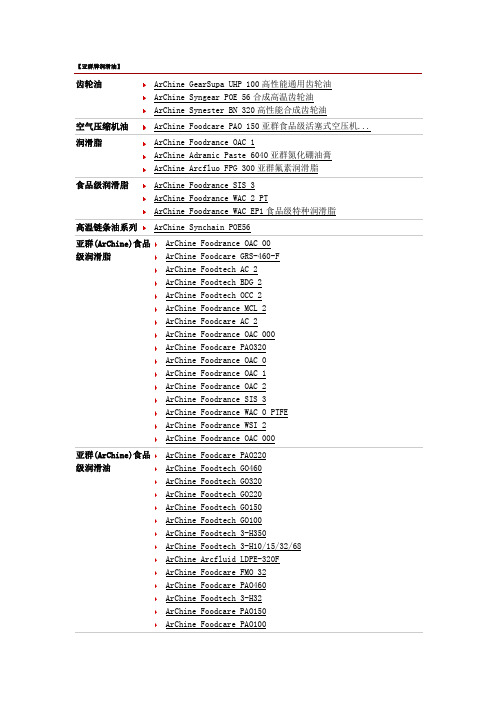 亚群ArChine润滑油总汇