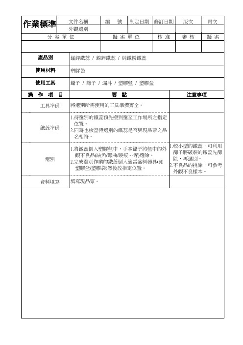 铁芯、磁环外观挑选作业标准