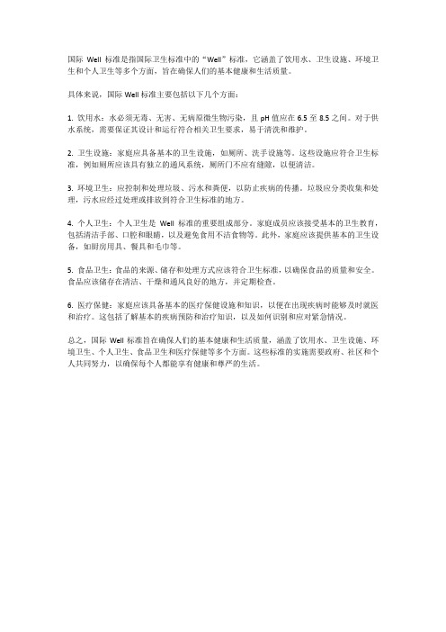 国际well标准介绍