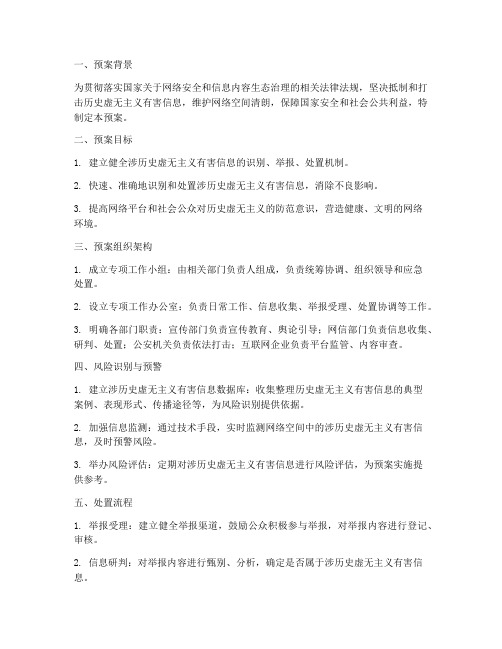 涉历史虚无主义专项风险处置预案