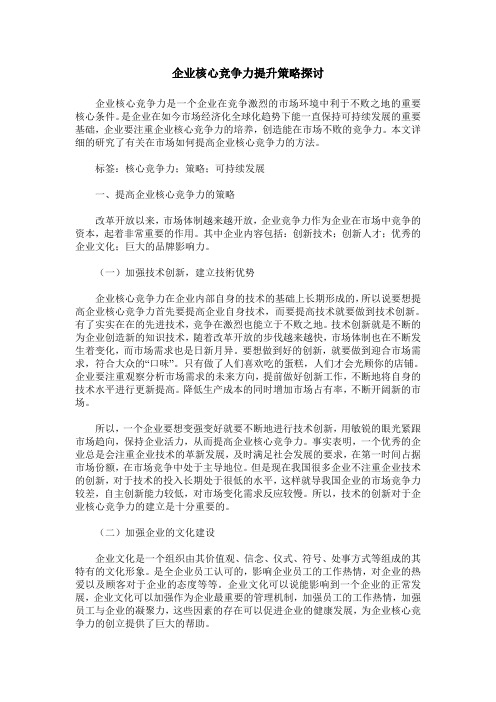 企业核心竞争力提升策略探讨